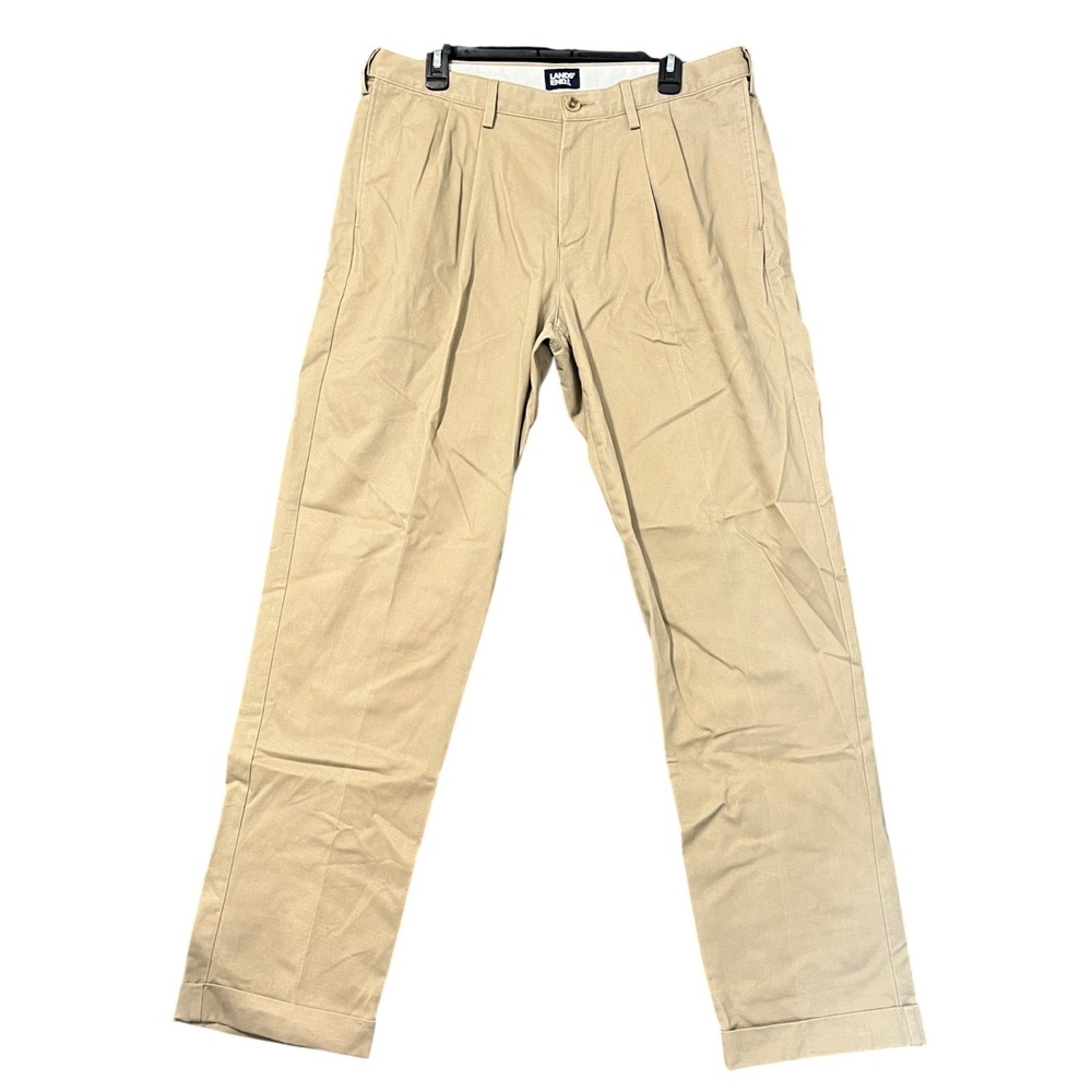Lands End Traditional Fit Pants 36x33 Pleated Elastic Waist Business Casual